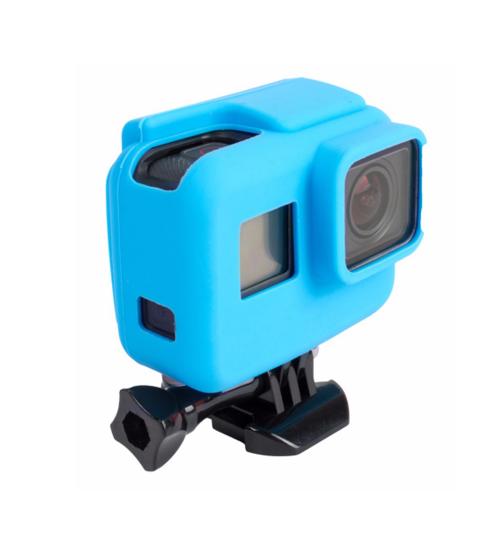 Carcasa de protectie din silicon cu rama, compatibila cu GoPro Hero 5 / 6 / 7 (Albastru)