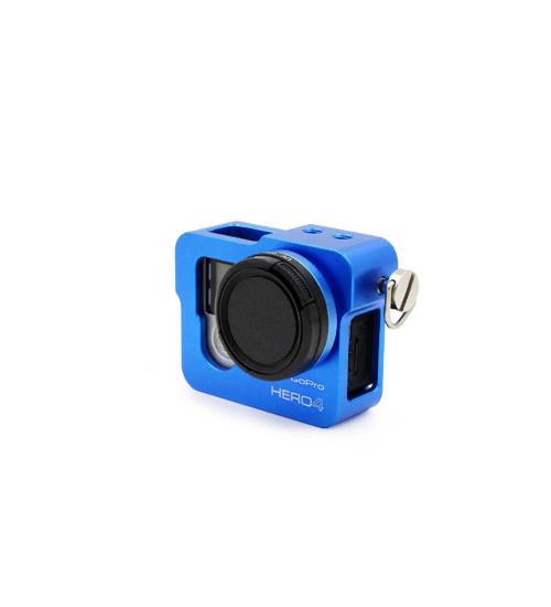 Carcasa de protectie din aluminiu cu filtru UV, GoPro Hero 4 (Albastru)