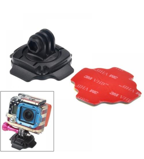 Sistem de prindere pentru casca cu unghi de 360 grade Widjit pentru camere video sport (Negru)