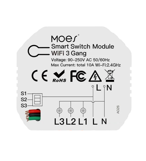 Releu inteligent smart WiFi cu 3 canale, DIY, compatibil Tuya/SmartLife