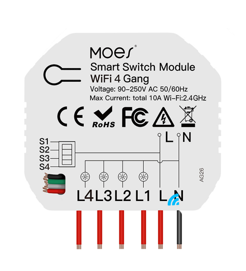 Releu inteligent smart WiFi cu 4 canale, DIY, compatibil Tuya/SmartLife