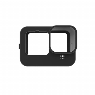 Carcasa de protectie din silicon si capac obiectiv, compatibile cu GoPro Hero 9, Hero 10