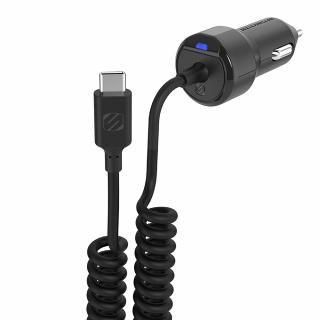 Incarcator Auto Scosche PowerVolt 18W fast charge cu cablu extensibil USB-C 30 – 90 cm