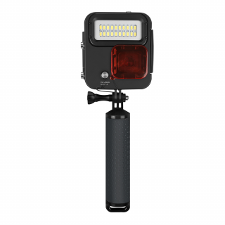 Carcasa subacvatica cu lampa LED, monopod si filtru rosu