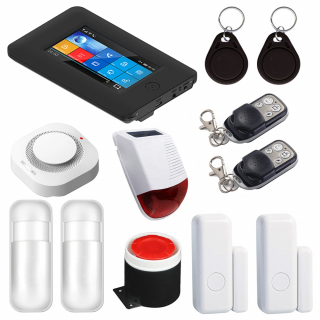 Sistem complet de alarma SMART WiFi, GSM, RFID, cu sirena exterioara, compatibil Tuya / SmartLife