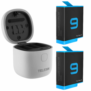 Bundle incarcator triplu si doua baterii GoPro Hero 9, Hero 10