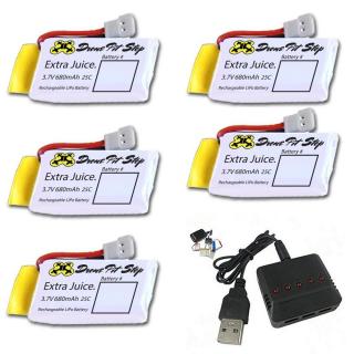 Set 5 baterii Syma (680mAh) + incarcator cu 5 sloturi