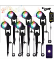 Set 6 Lampi ambientale LED RGB pentru gradina, IP66, 120W, 8000lm