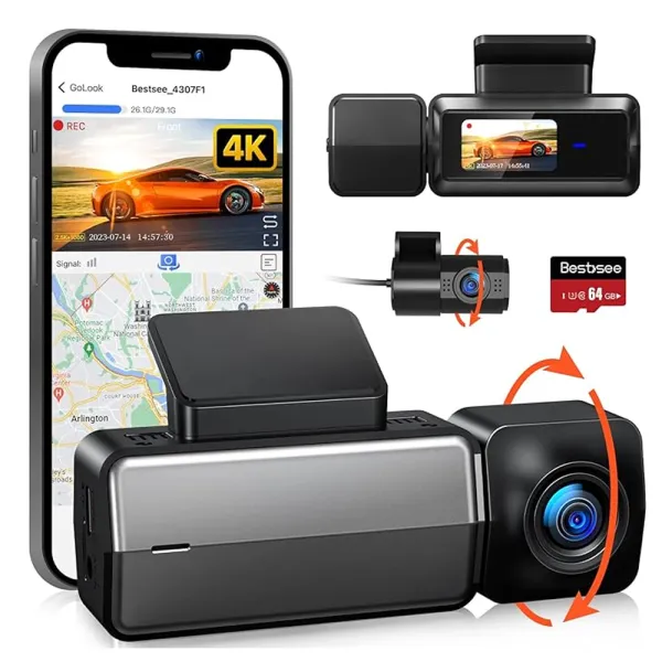 Camera auto de bord Bestsee M33 cu 2 canale 4K, WiFi, Super Night Vision, 170°, ecran 1.47&quot; si aplicatie dedicata, G-sensor si monitorizare parcare