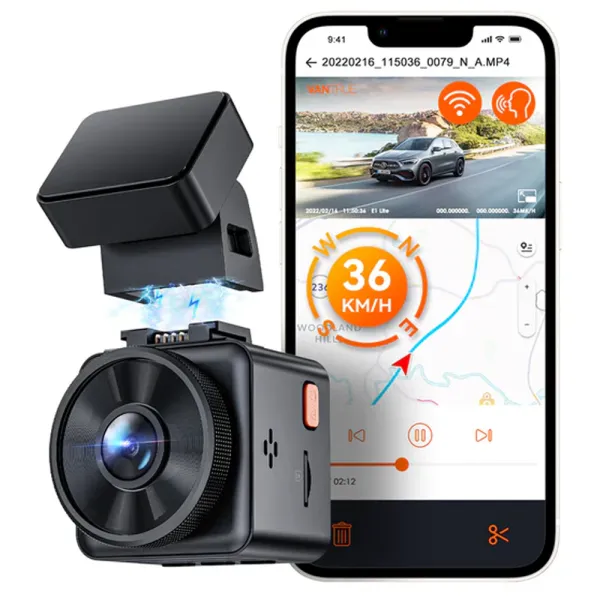 Camera auto de bord Vantrue E1 Lite Mini, WiFi 1080P HDR/30fps, cu control vocal, Night Vision 160°, ecran 1.54&quot;, GPS, G-sensor si monitorizare parcare
