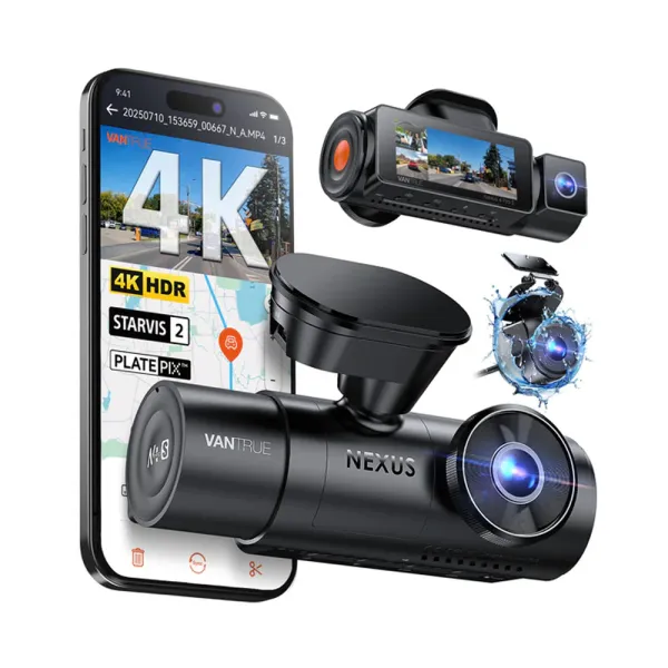 Camera auto Vantrue N4 Pro S cu 3 canale, 4K+1080P+1440P, HDR+Night Vision, protective IP67, GPS, G-sensor si monitorizare parcare