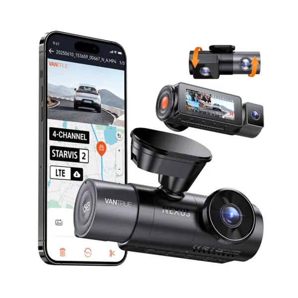 Camera auto Vantrue N5S cu 4 canale, 360°, HDR+WDR, control vocal, Night Vision, GPS, G-sensor si monitorizare parcare