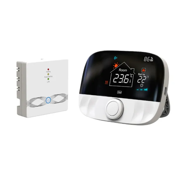 Termostat inteligent WiFi RF433 pentru centrala pe gaz, control prin aplicatie si asistent vocal, posibilitate programare