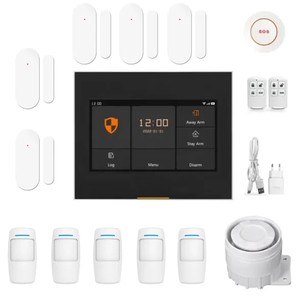 Sistem de securitate complet cu alarma Smart WiFi cu ecran tactil IPS 4.3&quot;, compatibila Tuya / SmartLife