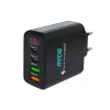Incarcator rapid 45W cu afisaj LED, 2x USB-C, 2x USB-A, pentru telefon, tableta, GPS, Negru / Alb