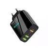 Incarcator auto rapid 65W 2x USB-C, 3x USB-A, pentru telefon, tableta, GPS, Alb /  Negru