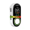 Detector 5 in 1 de gaz, monoxid de carbon, fum, umiditate si temperatura, cu alarma vocala, afisaj digital, alimentare la priza si baterie de rezerva