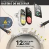 Detector 5 in 1 de gaz, monoxid de carbon, fum, umiditate si temperatura, cu alarma vocala, afisaj digital, alimentare la priza si baterie de rezerva
