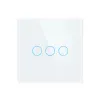 intrerupator wireless tactil alb cu trei butoane